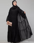 Modest Black Shine Nida Front Open Abaya Additional Angles