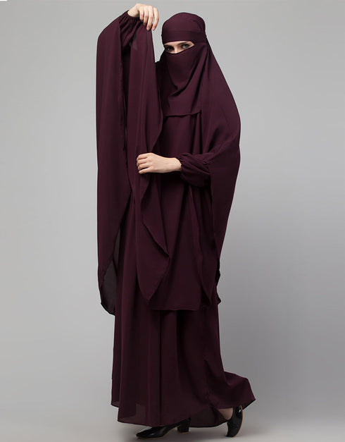 Trendy 3 pcs set of Abaya Khimer and Nose piece Lifestyle Images