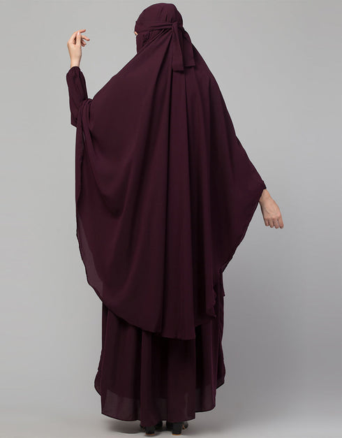 Trendy 3 pcs set of Abaya Khimer and Nose piece Side View