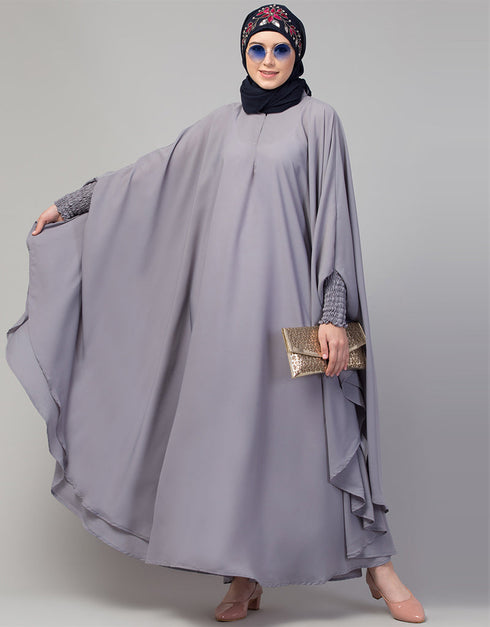 Modest smoking at sleeve Causal Daily Wear Irani kaftan In the Shade of Grey