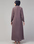 Arabic Abaya with a simple front-open design and cuffs for a stylish In Color Plum