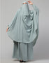 Modern 3 pcs set of Abaya Khimer and Nose piece In Green Front View