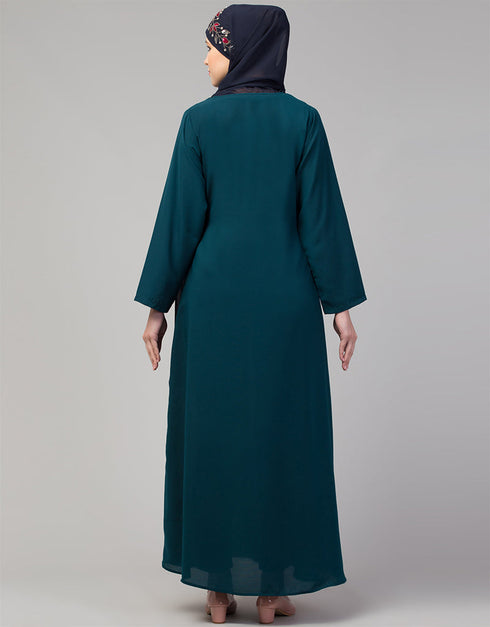 Muslimah Flared casual abaya for everyday wear In the Shade of Teal