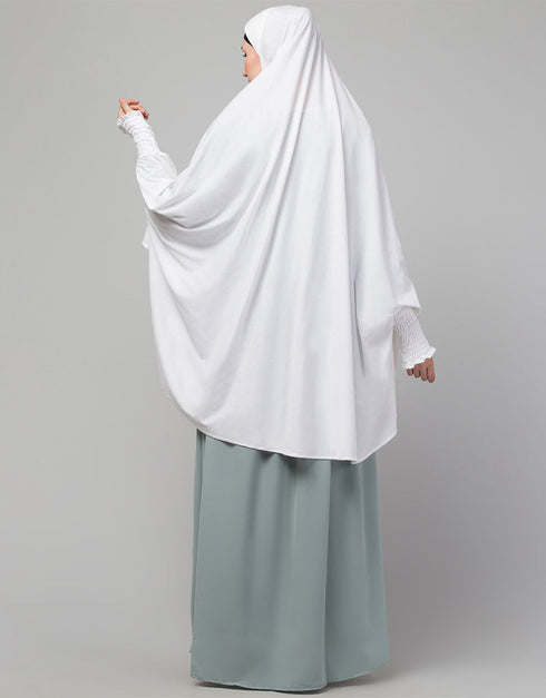 White Viscose Knits Head Covers Hijab Side View