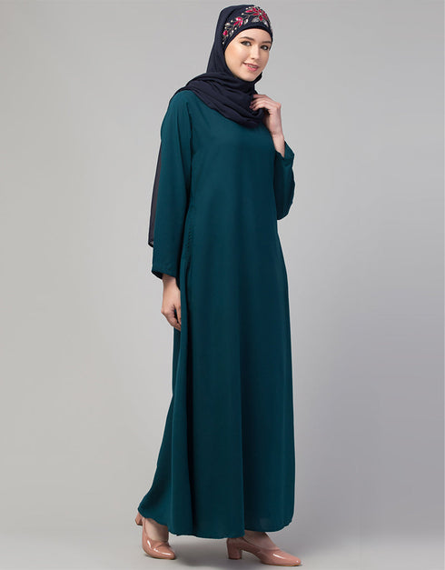 Muslimah Flared casual abaya for everyday wear In the Shade of Teal