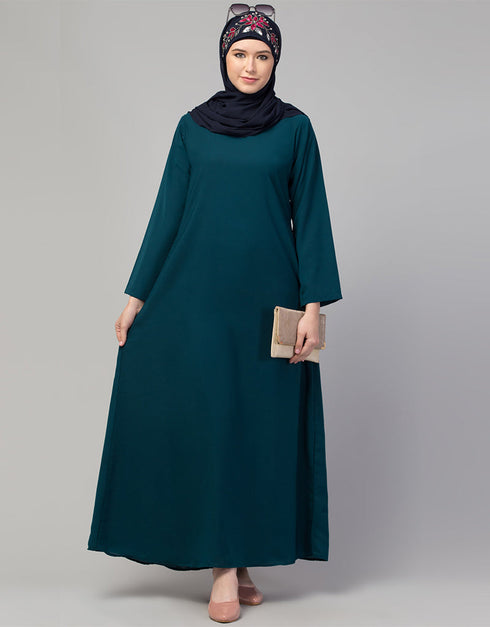Muslimah Flared casual abaya for everyday wear In the Shade of Teal