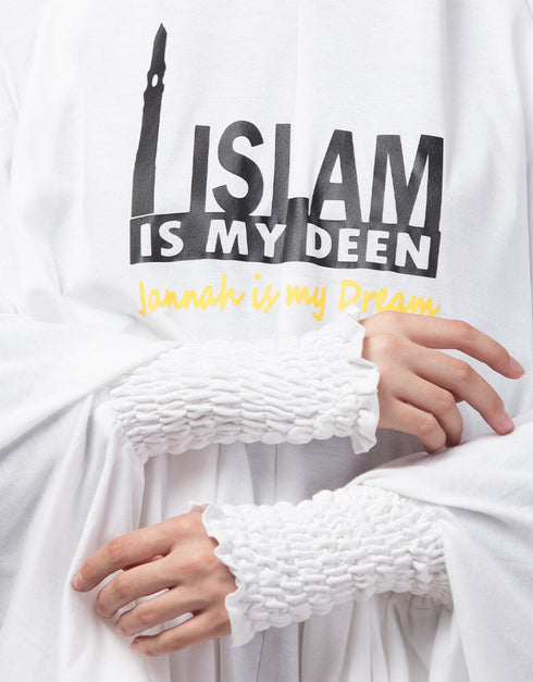 White Viscose Knits Head Covers Hijab Back View