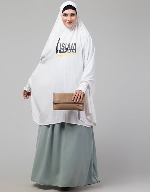 White Viscose Knits Head Covers Hijab Close-up View