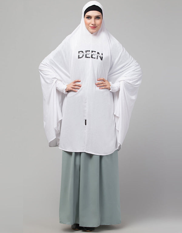 White Viscose Knits Head Covers Hijab Front View