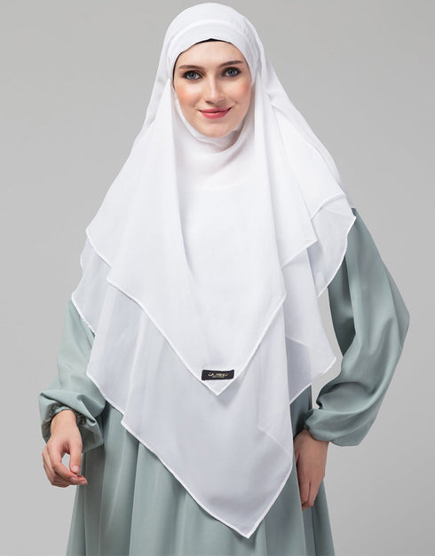 White Polyester Georgette Head Covers Hijab Front View