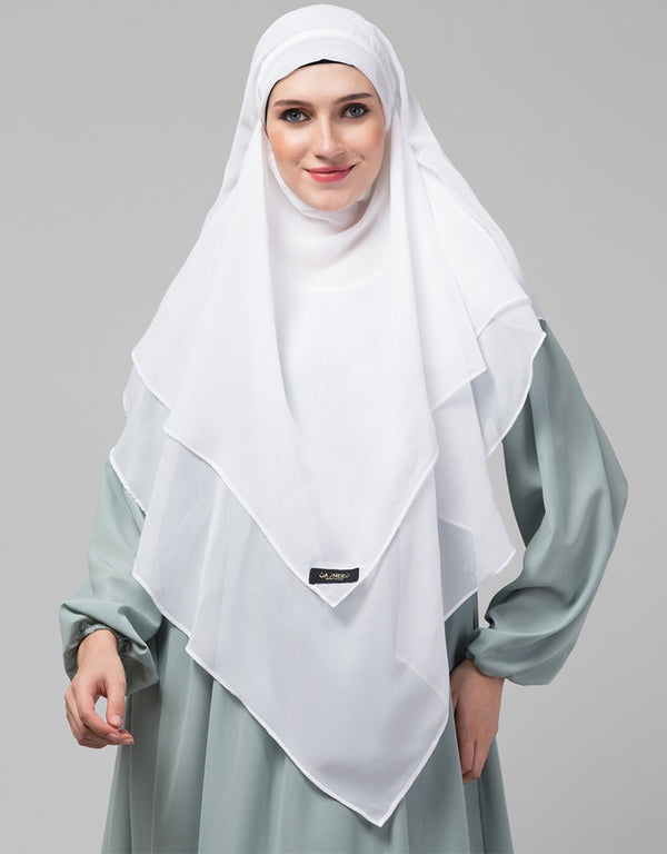 White Polyester Georgette Head Covers Hijab Front View