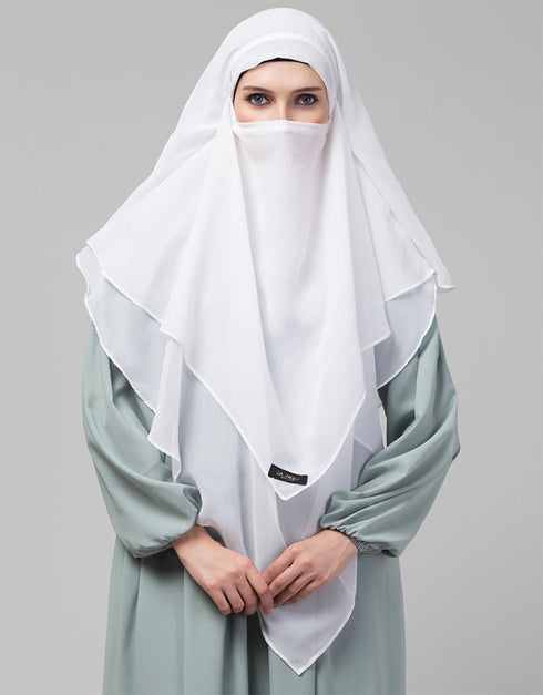 White Polyester Georgette Head Covers Hijab Close-up View