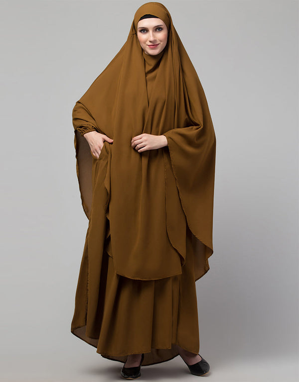 Dubai 3 pcs set of Abaya Khimer and Nose piece Front View