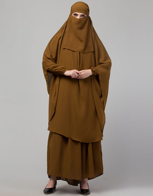 Dubai 3 pcs set of Abaya Khimer and Nose piece Back View