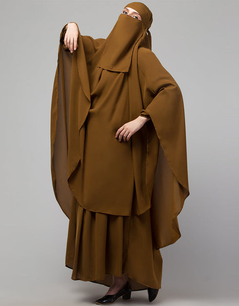 Dubai 3 pcs set of Abaya Khimer and Nose piece Lifestyle Images