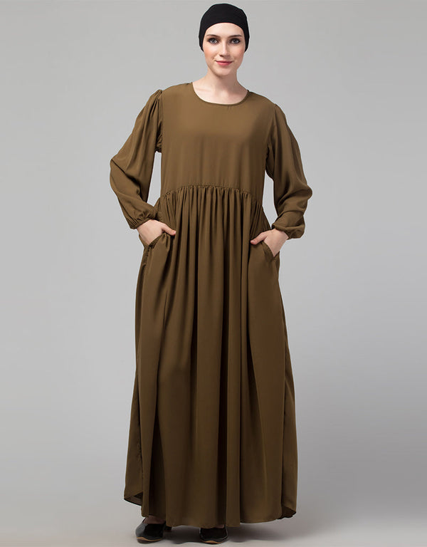 Muslim 3 pcs set of Abaya Khimer and Nose piece Close-up View