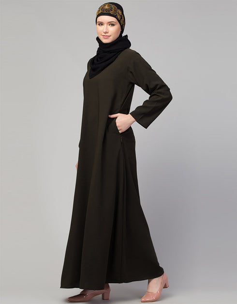 Dubai Flared casual abaya for its versatile design In the Shade of Olive