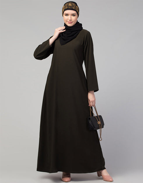 Dubai Flared casual abaya for its versatile design In the Shade of Olive