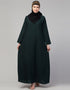 Muslim Basic abaya with a flared hem for a relaxed and stylish look In Color bottle green