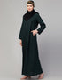 Muslim Basic abaya with a flared hem for a relaxed and stylish look In Color bottle green