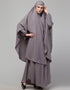 Islamic 3 pcs set of Abaya Khimer and Nose piece In Dusty Purple Front View