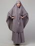 Islamic 3 pcs set of Abaya Khimer and Nose piece In Dusty Purple Back View