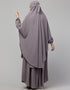Islamic 3 pcs set of Abaya Khimer and Nose piece In Dusty Purple Front View