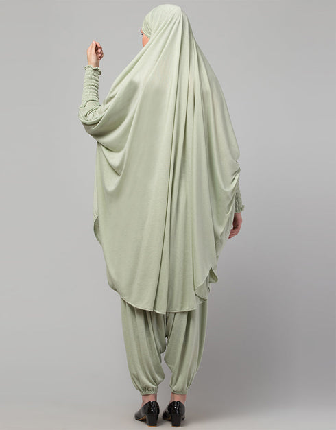 Dubai SMOKING AT SLEEVE JERSEY KHIMER WITH HAREM PANT Additional Angles