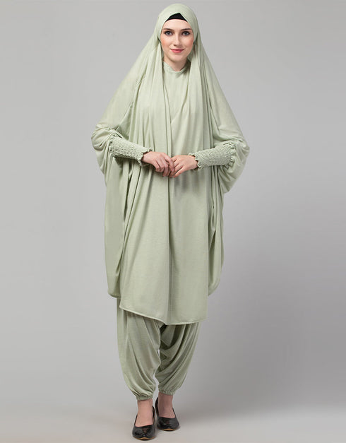 Dubai SMOKING AT SLEEVE JERSEY KHIMER WITH HAREM PANT Front View