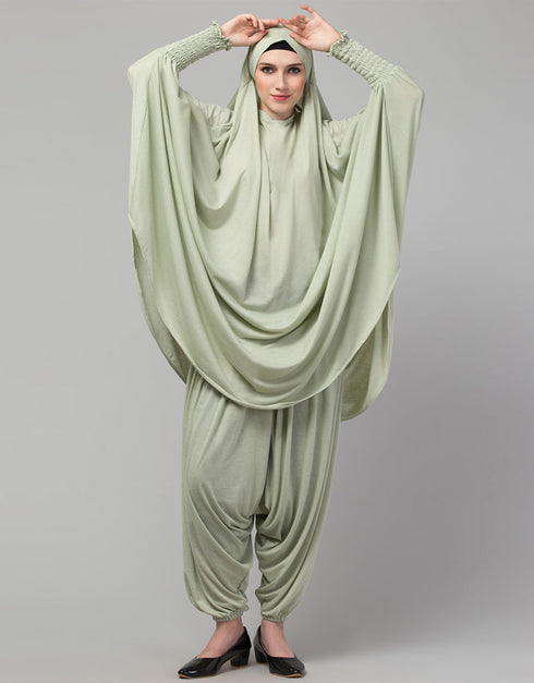 Dubai SMOKING AT SLEEVE JERSEY KHIMER WITH HAREM PANT Side View