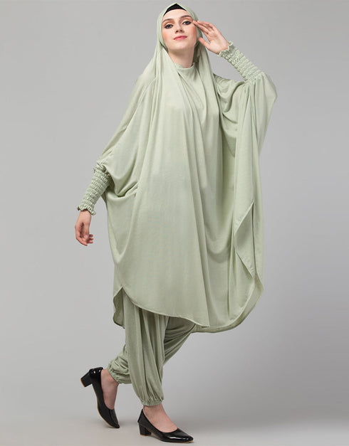 Dubai SMOKING AT SLEEVE JERSEY KHIMER WITH HAREM PANT Front View