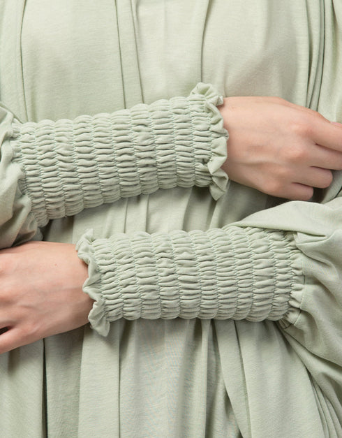 Dubai SMOKING AT SLEEVE JERSEY KHIMER WITH HAREM PANT Close-up View