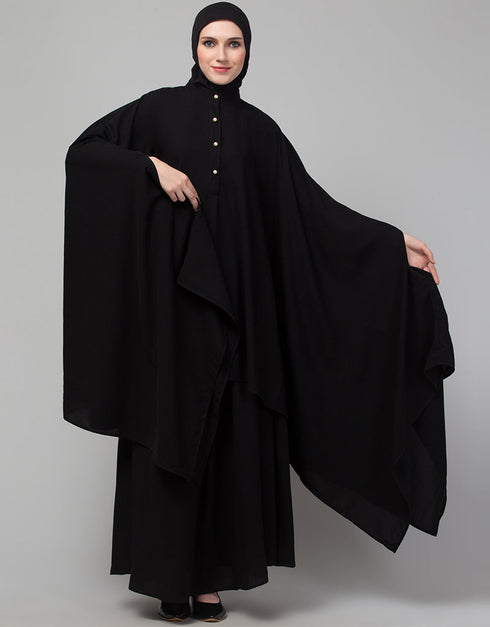 Islamic Two piece Black Color Butterfly Kaftan Side View