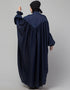 Modern Blue Colored Yoke and Gathered Front and Back Pleated sleeve abaya Lifestyle Images