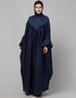Modern Blue Colored Yoke and Gathered Front and Back Pleated sleeve abaya Side View