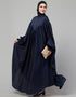 Modern Blue Colored Yoke and Gathered Front and Back Pleated sleeve abaya Additional Angles