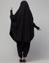Modest SMOKING AT SLEEVE JERSEY KHIMER WITH HAREM PANT IN BLACK Back View