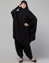 Modest SMOKING AT SLEEVE JERSEY KHIMER WITH HAREM PANT IN BLACK Side View