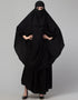 Trendy 3 pcs set of Abaya Khimer and Nose piece In Black Lifestyle Images