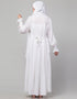 Trendy White Pleats at chest Smoking Sleeve Casual Abaya Side View