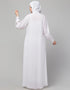 Chic White Hidden Placket front open casual Abaya Back View