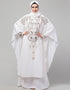 Arabic White matt Nida Golden Embroidery Abaya Front View