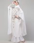 Arabic White matt Nida Golden Embroidery Abaya Side View