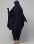 Muslim SMOKING AT SLEEVE JERSEY KHIMER WITH HAREM PANT IN NAVY Front View