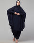 Muslim SMOKING AT SLEEVE JERSEY KHIMER WITH HAREM PANT IN NAVY Back View