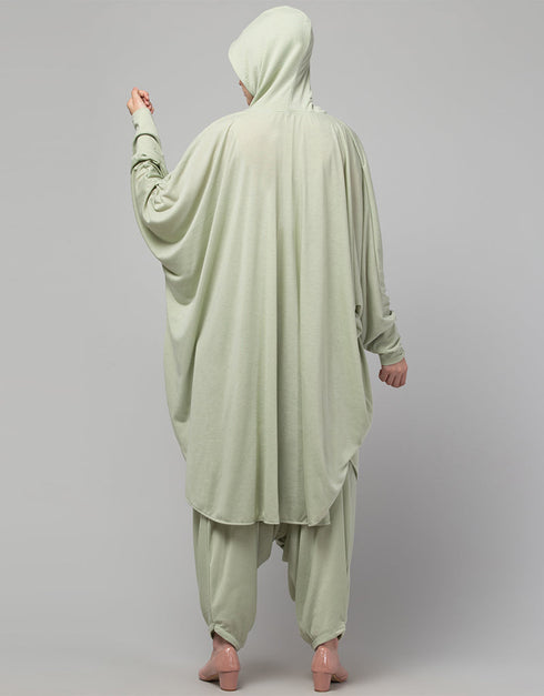 Women Two piece set of Kaftan With Hood and Haram pant Close-up View
