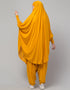 Islamic SMOKING AT SLEEVE JERSEY KHIMER WITH HAREM PANT IN MUSTURD Front View