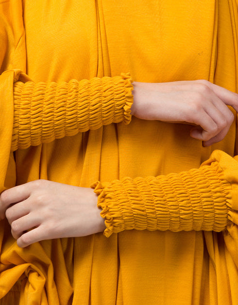 Islamic SMOKING AT SLEEVE JERSEY KHIMER WITH HAREM PANT IN MUSTURD Additional Angles