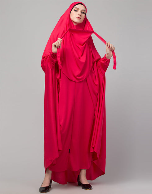 Trendy Rani Pink Extra Nose Piece Head To Toe Free Size Jilbab Additional Angles