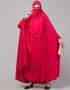Trendy Rani Pink Extra Nose Piece Head To Toe Free Size Jilbab Front View